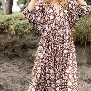 Daughters of India Kyra Wine XL AU 14/16 us 10/13 Floral Maxi Dress